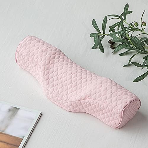 Cervical Neck Pillow for Pain Relief Sleeping, Neck roll Pillow Memory Foam for Stiff Neck Pain Relief ,Travel Bolster Pillow for Bed for Side Sleepers Back Sleeper. (Pink)