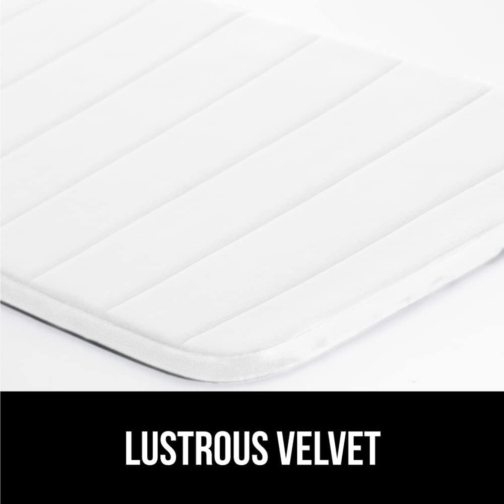 GORILLA GRIP Memory Foam Bath Mat, Soft Absorbent US Designed Bathroom Rug, Gripping Dots Machine Washable Bathmat, Cushioned Floor Mats, Shower Sink Rugs Room Décor Accessories, 60x24 White