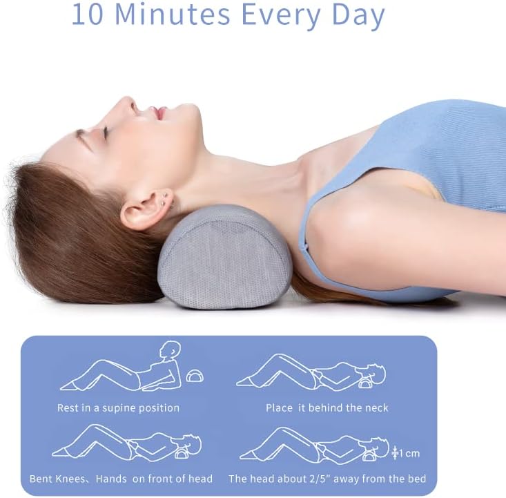 Bespilow Neck Support Pillow - Cervical Traction Device for Neck Pain Relief and Muscle Therapy - Memory Foam Neck Roll Pillow for Shoulder Pain Relaxation