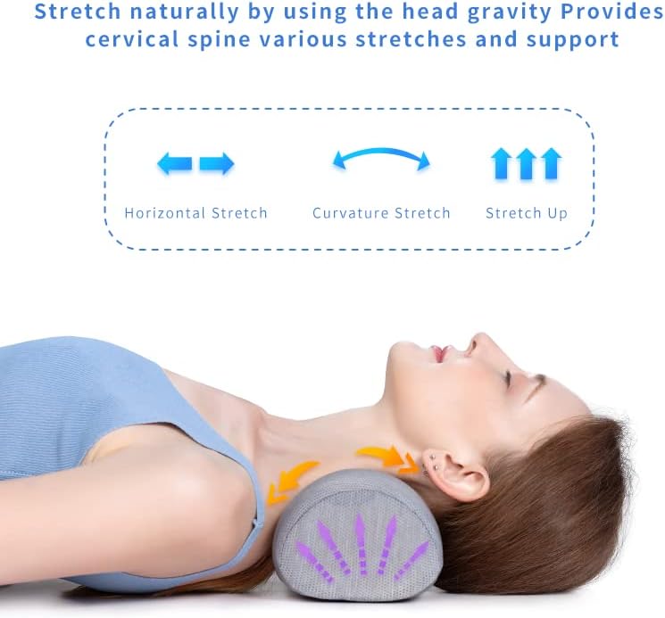 Bespilow Neck Support Pillow - Cervical Traction Device for Neck Pain Relief and Muscle Therapy - Memory Foam Neck Roll Pillow for Shoulder Pain Relaxation
