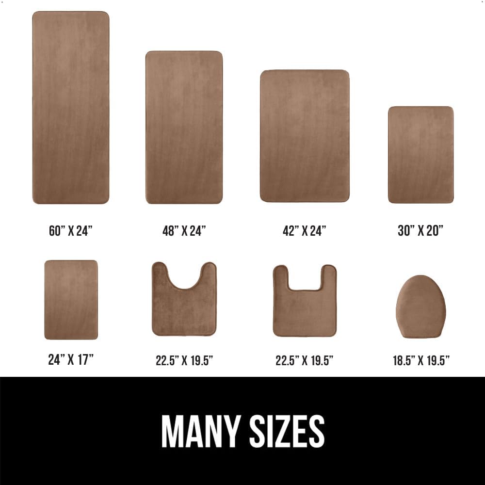 GORILLA GRIP Memory Foam Bath Mat, Soft Absorbent Velvet Bathroom Mats, Durable Dots on Underside, Machine Washable Bathmat, Carpet Rug Room Decor for Shower Tub Floor RV, 36x24 Rugs, Taupe