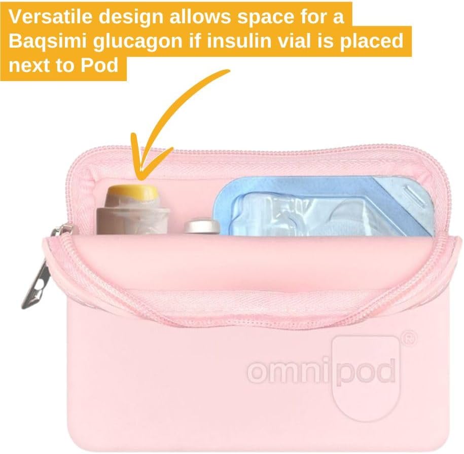 Omnipod Protective Travel Case | Silicone Storage fits an Insulin Vial and One Pod| Diabetic Care Products | Diabetes Supplies Organizer (Pink)