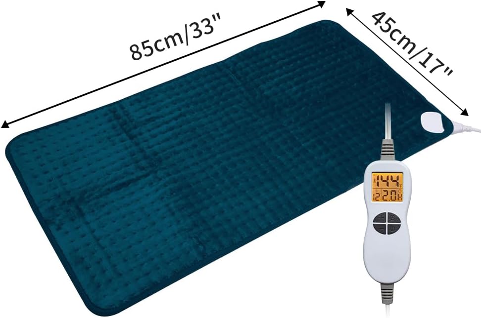 Ambershine 17''x33'' XXXL King Size Heating Pad with 12 Temperature Settings & 4 Auto-Off Countdown Timers, Pain Relief for Back/Neck/Shoulders/Abdomen/Legs, Christmas Gifts for mom dad (Dark Teal)