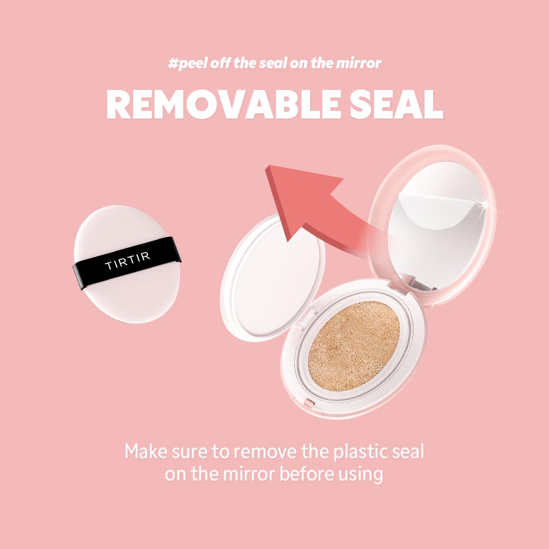 TIRTIR Mask Fit All Cover Pink Cushion Foundation | High coverage, Velvety Matte Finish, Lightweight, Flawless, Corrects Redness, Korean Cushion (#25N Mocha, Full Size, 0.63 Fl Oz)