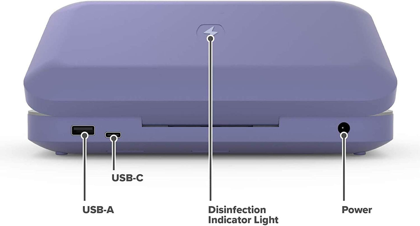 PhoneSoap 3 UV Cell Phone Sanitizer and Dual Universal Cell Phone Charger | Patented and Clinically Proven 360 Degree UV Light Sanitizer | Cleans and Charges All Phones (Periwinkle)