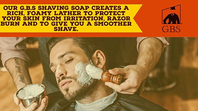 G.B.S Men's Shaving Soap 97 Percent All Natural Enriched with Shea Butter and Glycerin, 3-Ounce, Each Pack of 3