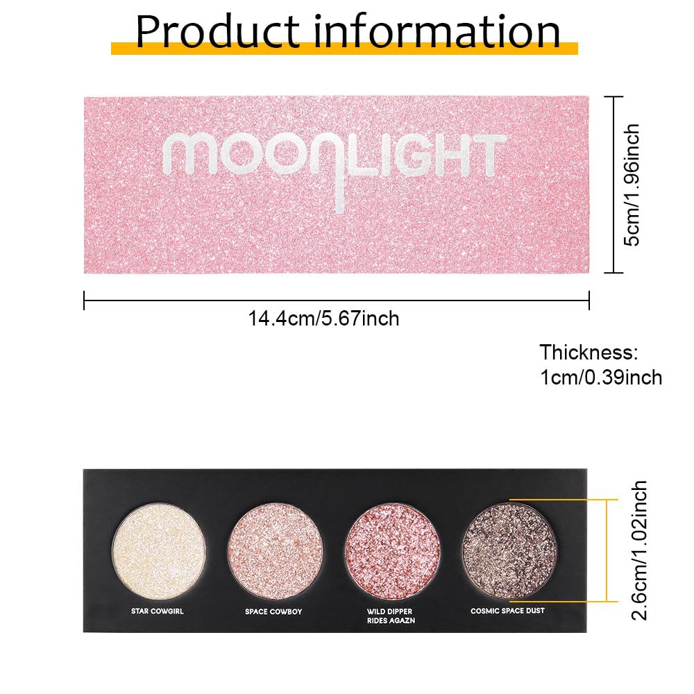 4 Colors Highlight Pink-Purple Eyeshadow Palette, SHANY Cosmetics Shimmer Palette, Cruelty-Free and Vegan Formula, Glitter Eyeshadow for Professional Makeup