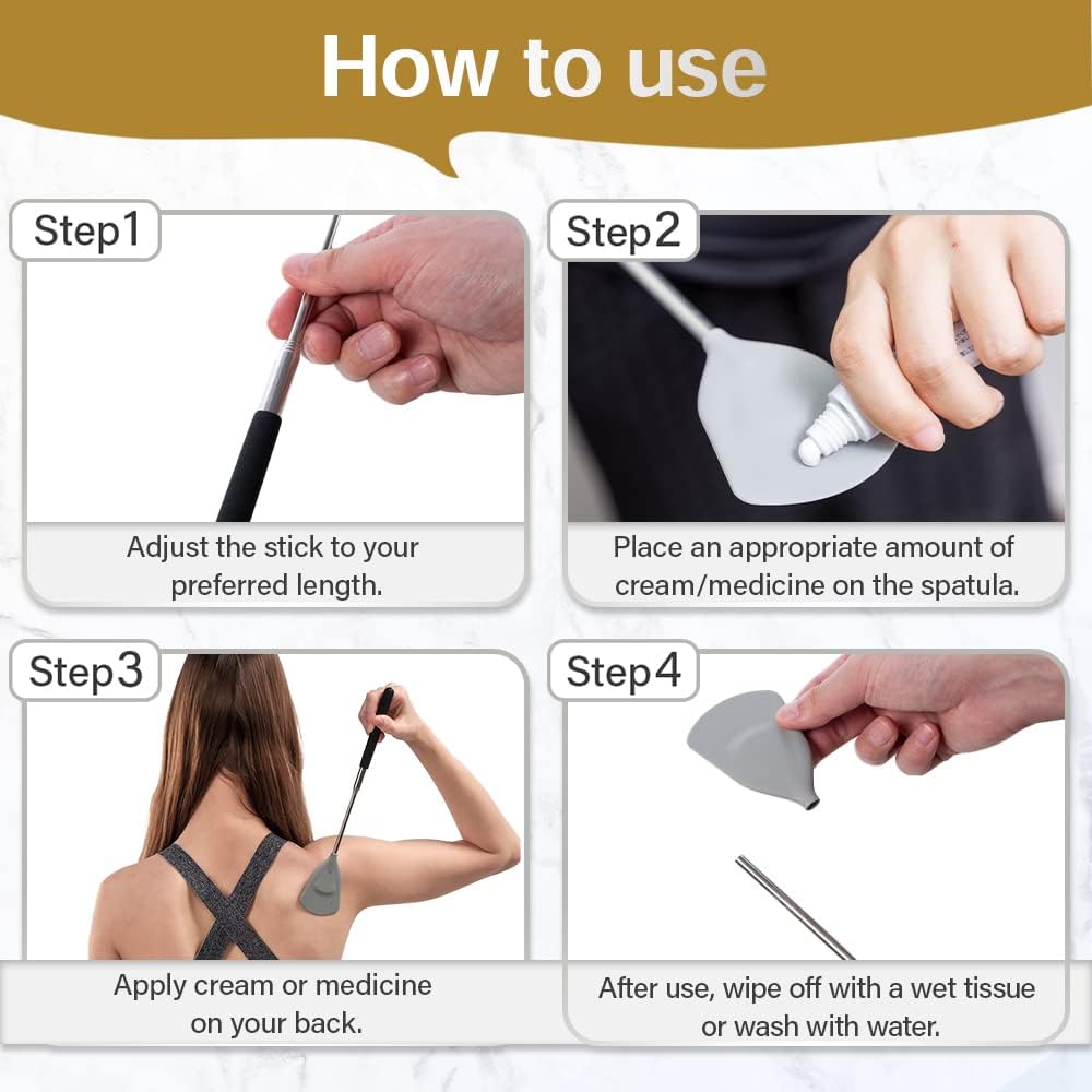 ROUNDS Cream Applicator for Back Telescopic Stick for Lotion Ointment Body Oil Medicine feet