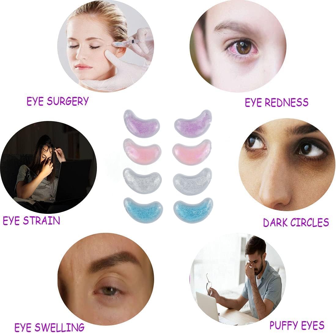 Reusable Hot & Cold Gel Eye Patches - 8PCS for Puffy Eyes, Dark Circles & Eye Bags, Cooling Sleep Mask & Soothing Compress