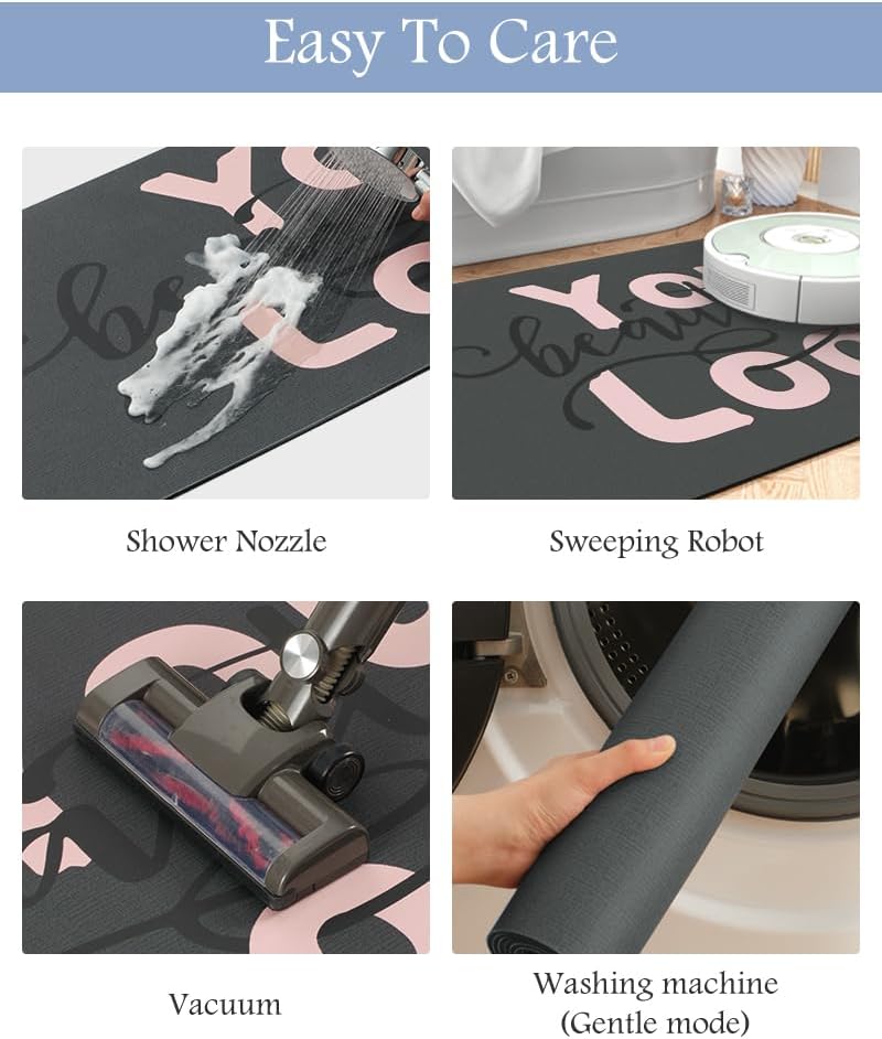 MontVoo-Bath Mat Rug Long Non Slip Super Absorbent Bathroom Runner Stain Resistant Quick Dry Thin Bathroom Mat Fit Under Door-17"x50",Pink