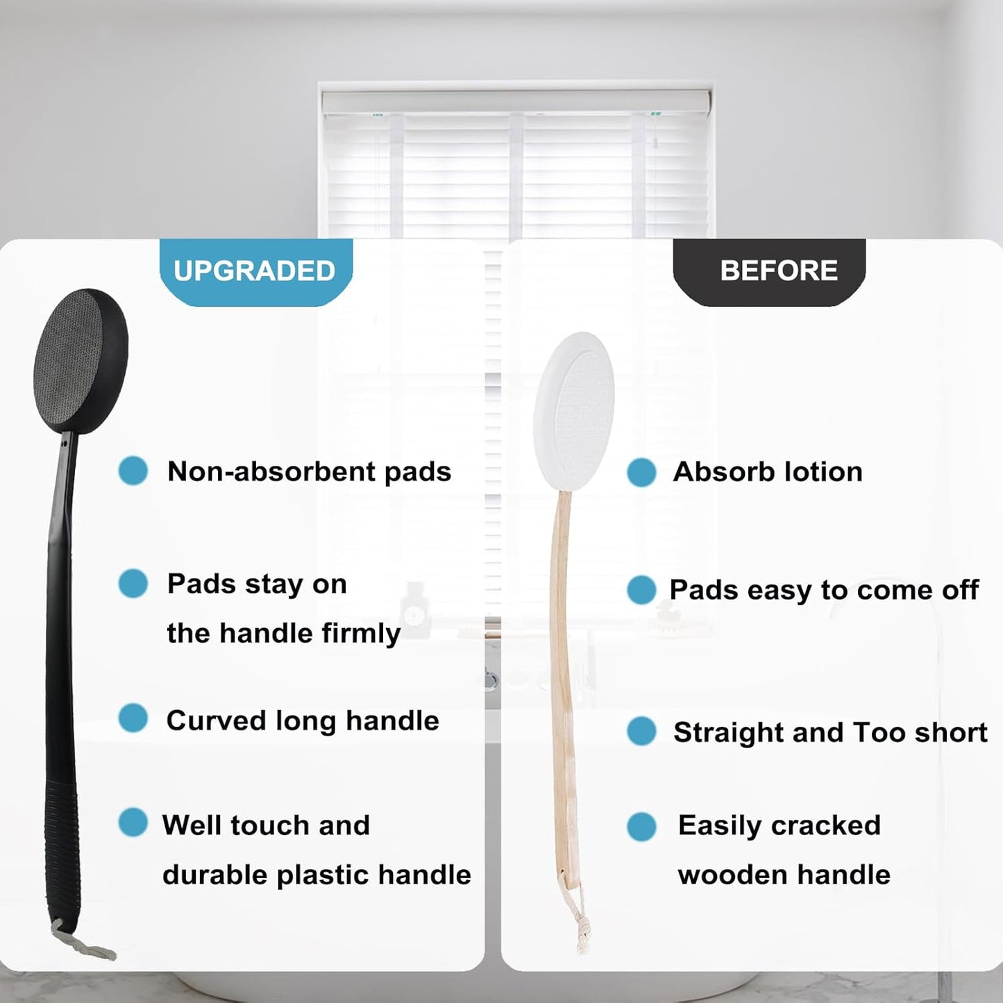 19" Lotion Applicator for Back Tanning Applicator Long Handle Back Lotion Applicator for Feet Self Tanner Back Applicator Sunscreen Applicator for Kids Women Men The Elderly (Black)