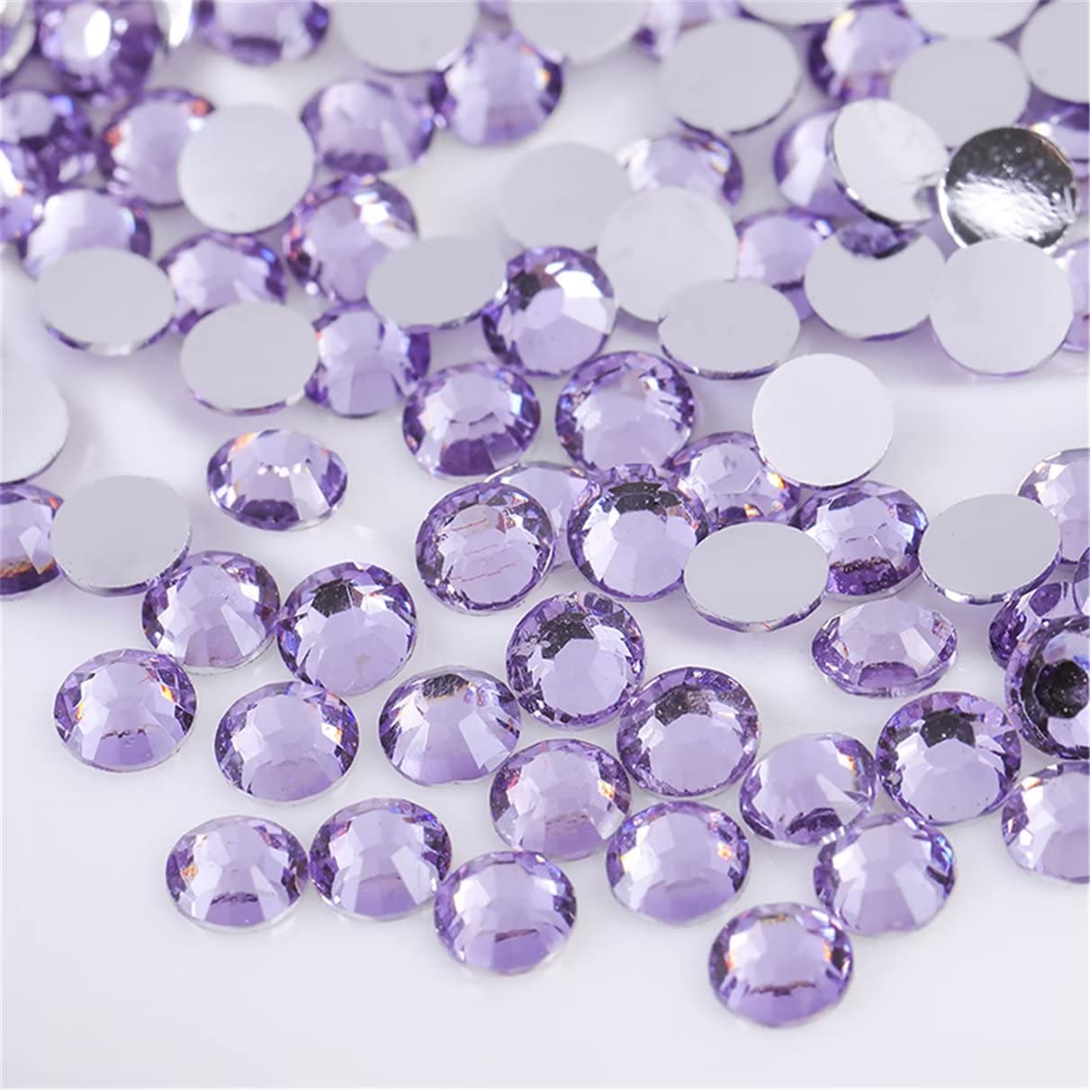 1500 Pieces SS16 4mm Flatback Rhinestones Clear Glass Round Gems Crystals for Nail Art DIY Crafts Clothes Shoes Bags (Light Purple)