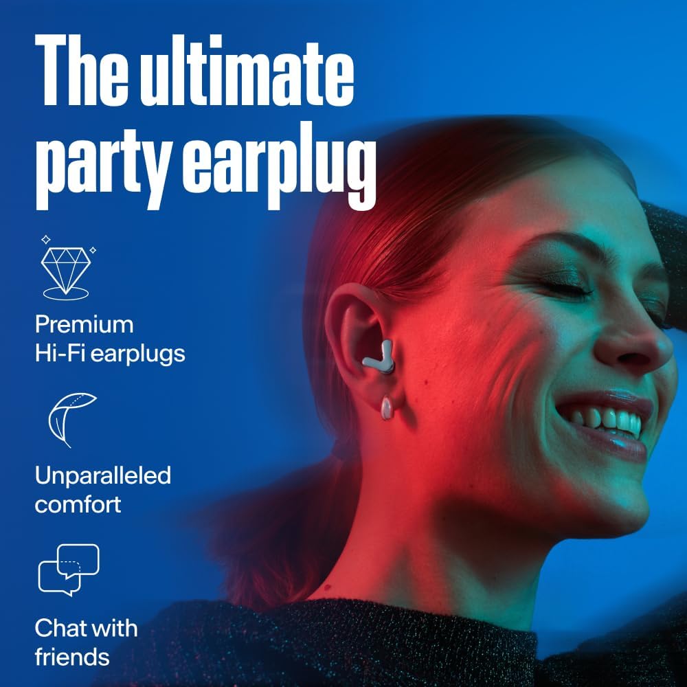 Alpine Tune Earplugs, Concert Ear Plugs for Noise Reduction, High Fidelity Music Quality, 19dB Hearing Protection with Crystal Clear Sound, Incl. 4 Sizes, For Parties, Raves, Festivals & Clubs, Silver