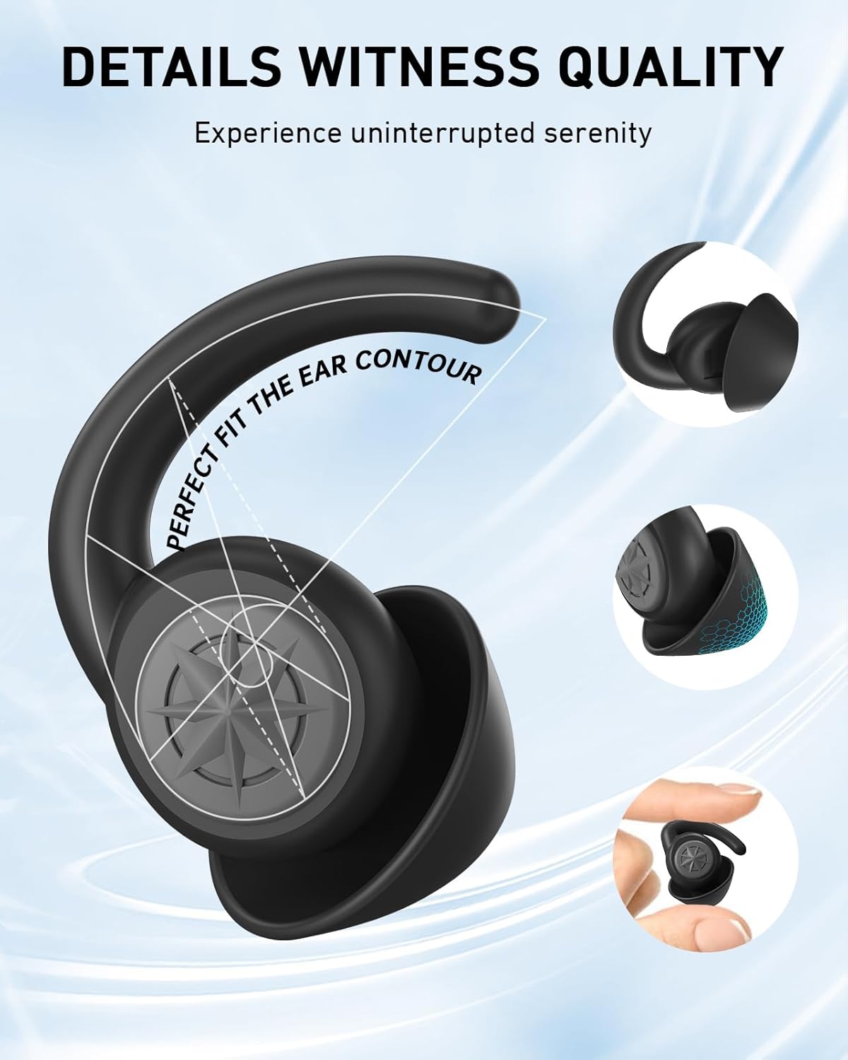 Ear Plugs for Sleeping 2 Pairs,NRR33dB Reusable Earplugs for Sleep,Soft Silicon Ear Plug for Snoring Blocking,Noise Reduction Blocking,Drown Out Snoring,Side Sleepers Black