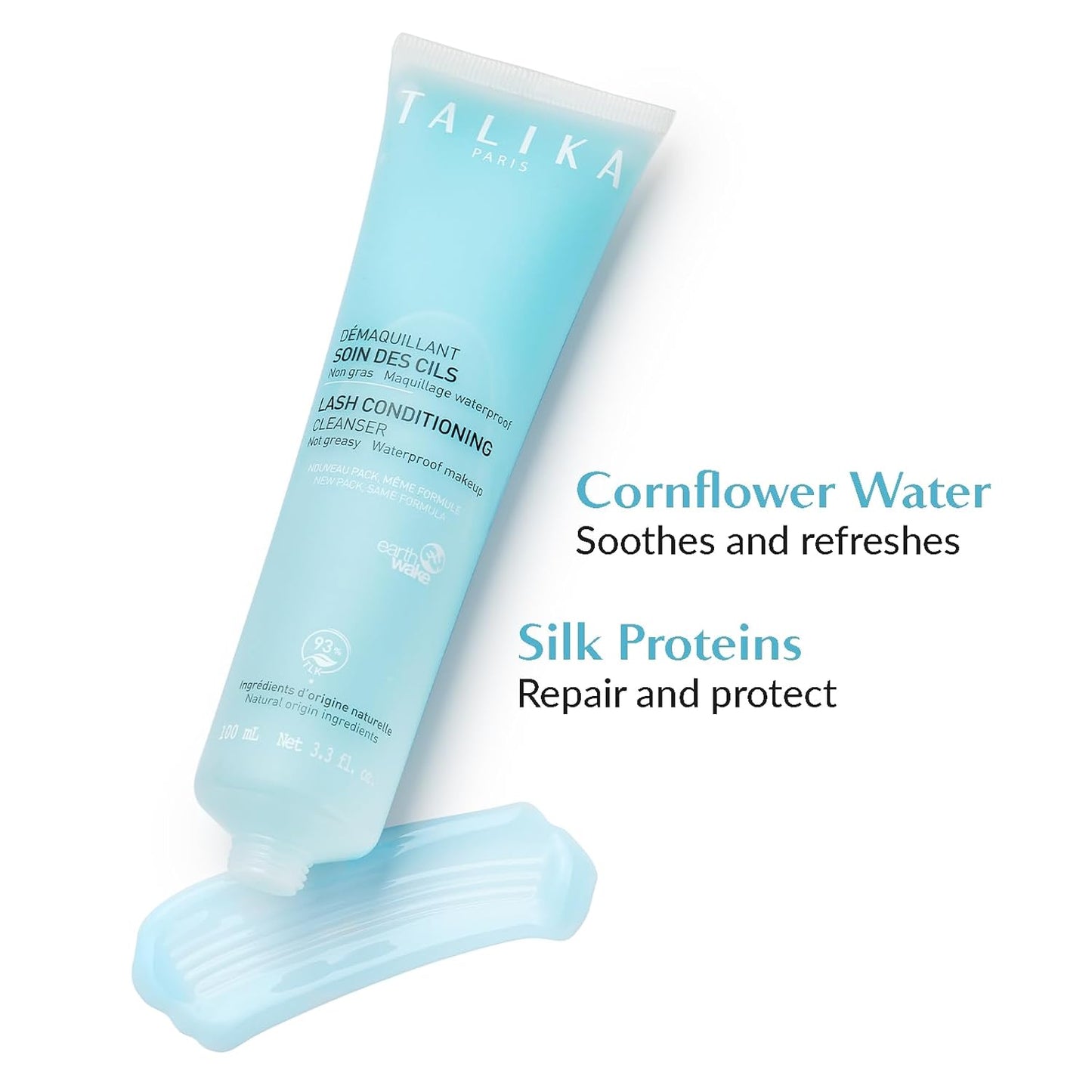 Talika Lash Conditioning Cleanser - Eye Makeup Remover, Leave-in Make Up Remover for Sensitive Eyes and Fragile Eye Lashes - Oil Free Gel - For Waterproof Makeup - 3.3 fl oz