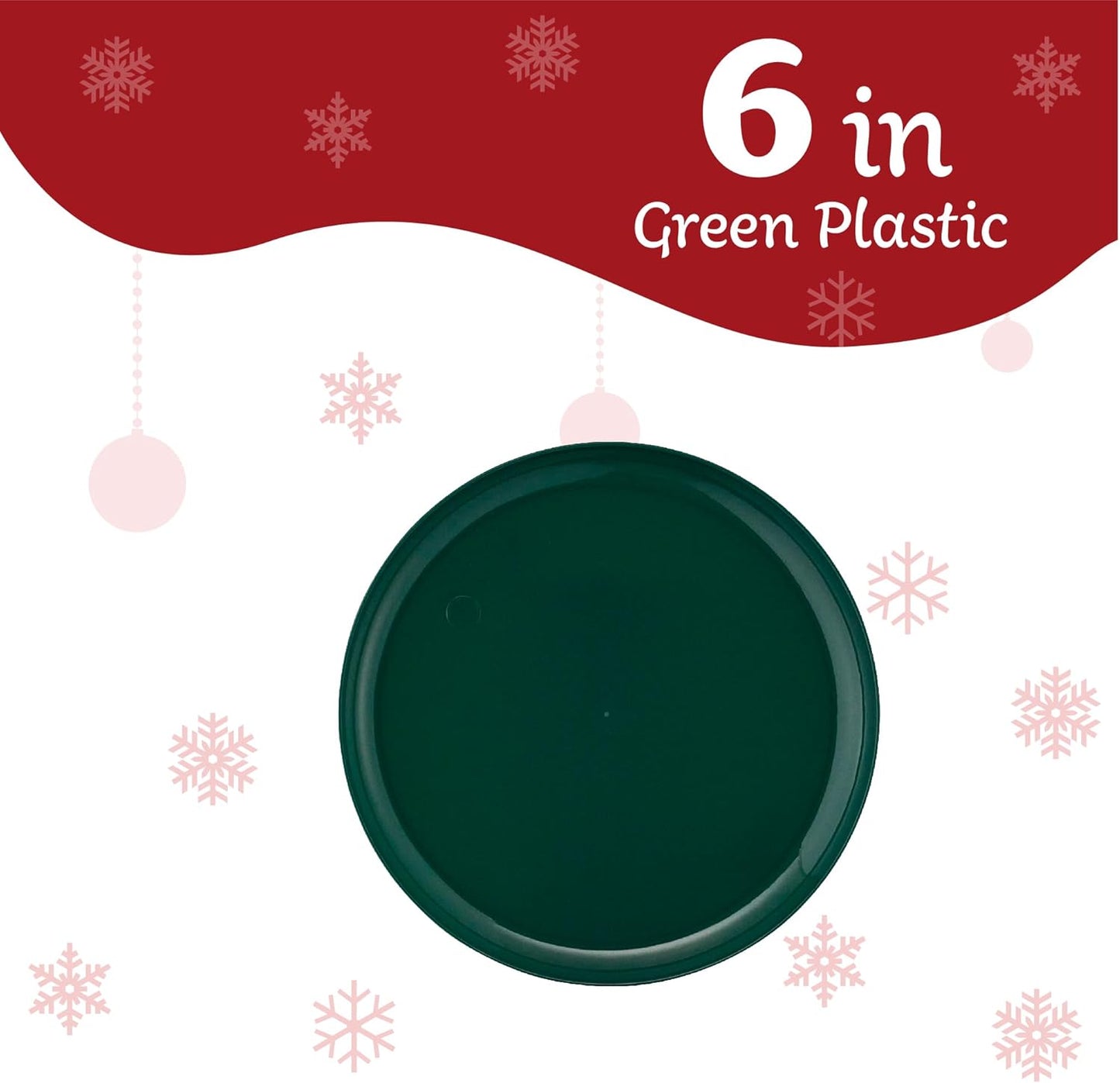 PLASTICPRO [30 Pack 6.3'' Christmass Green Plastic Party Plates Edge Collection Premium heavyweight Elegant Disposable Tableware Dishes