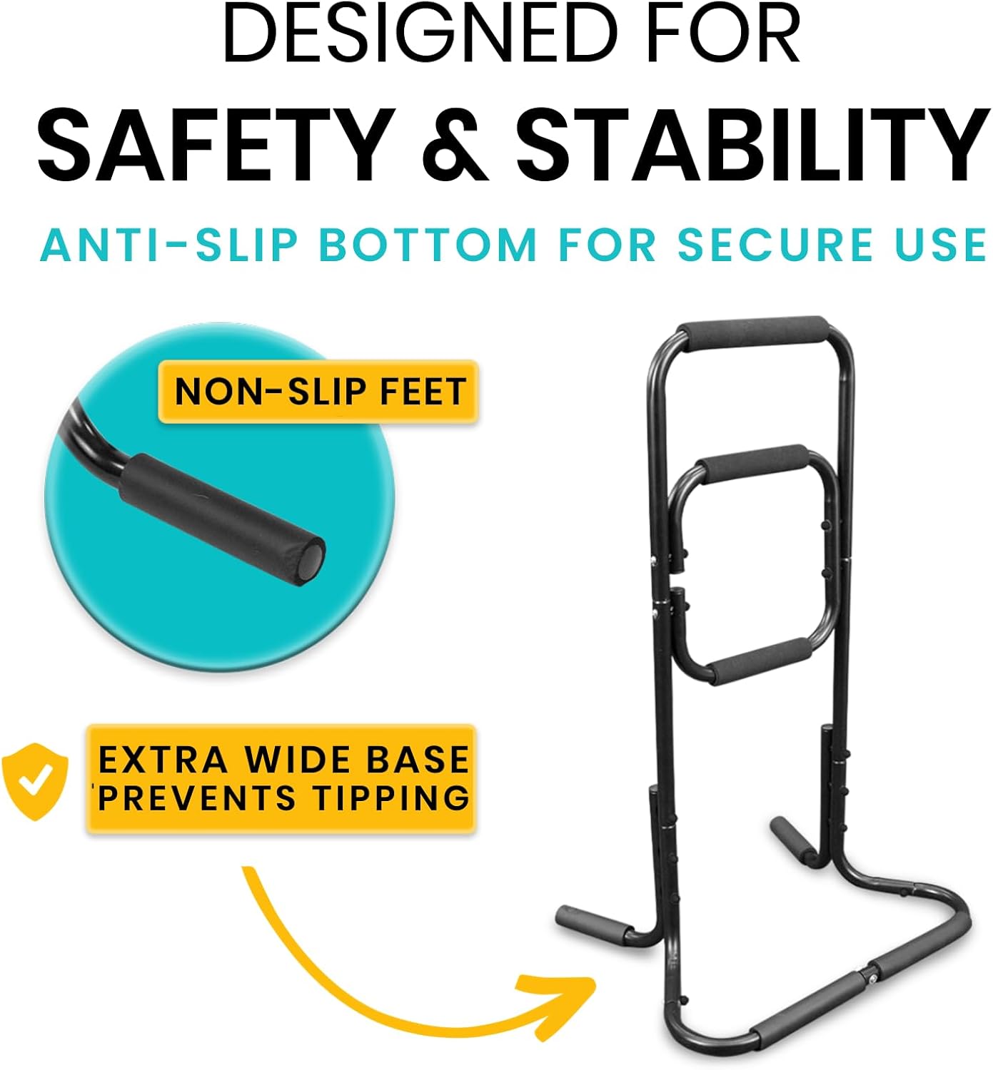Vive Chair Stand Assist for Elderly - Portable Standing Up Assistance for Seniors - Self Lift Aid Disabled & Handicap Fall Prevention - Side Walker Aid - Help You Get Up from Couch, Bed, & Floor
