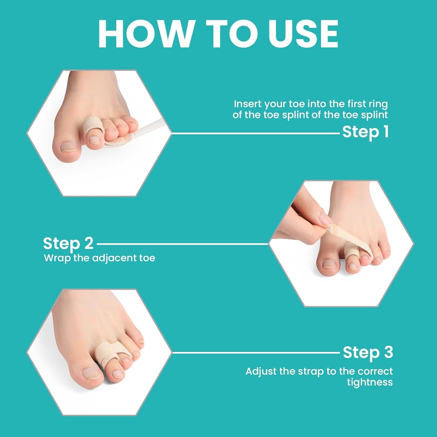 8 Pack Hammer Toe Corrector Toe Splint For Broken Toes,Brace Orthopedic Separator, Cushioned Bandages, Heal Wrap Toe Straighteners for Crooked Toes(brown)