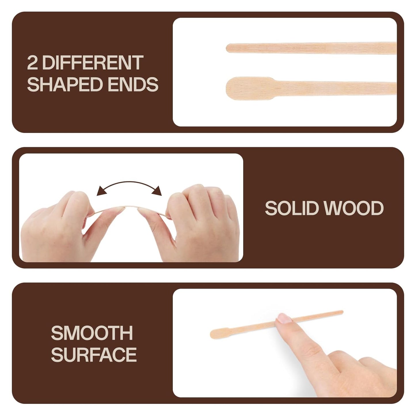 WISYOK Wooden Waxing Sticks - Waxing Applicator Sticks for Eyebrow, Lip, Nose, and Body Hair Removal, Double-ended Design Small wax stick for Spa and Home Use Pack of 1000