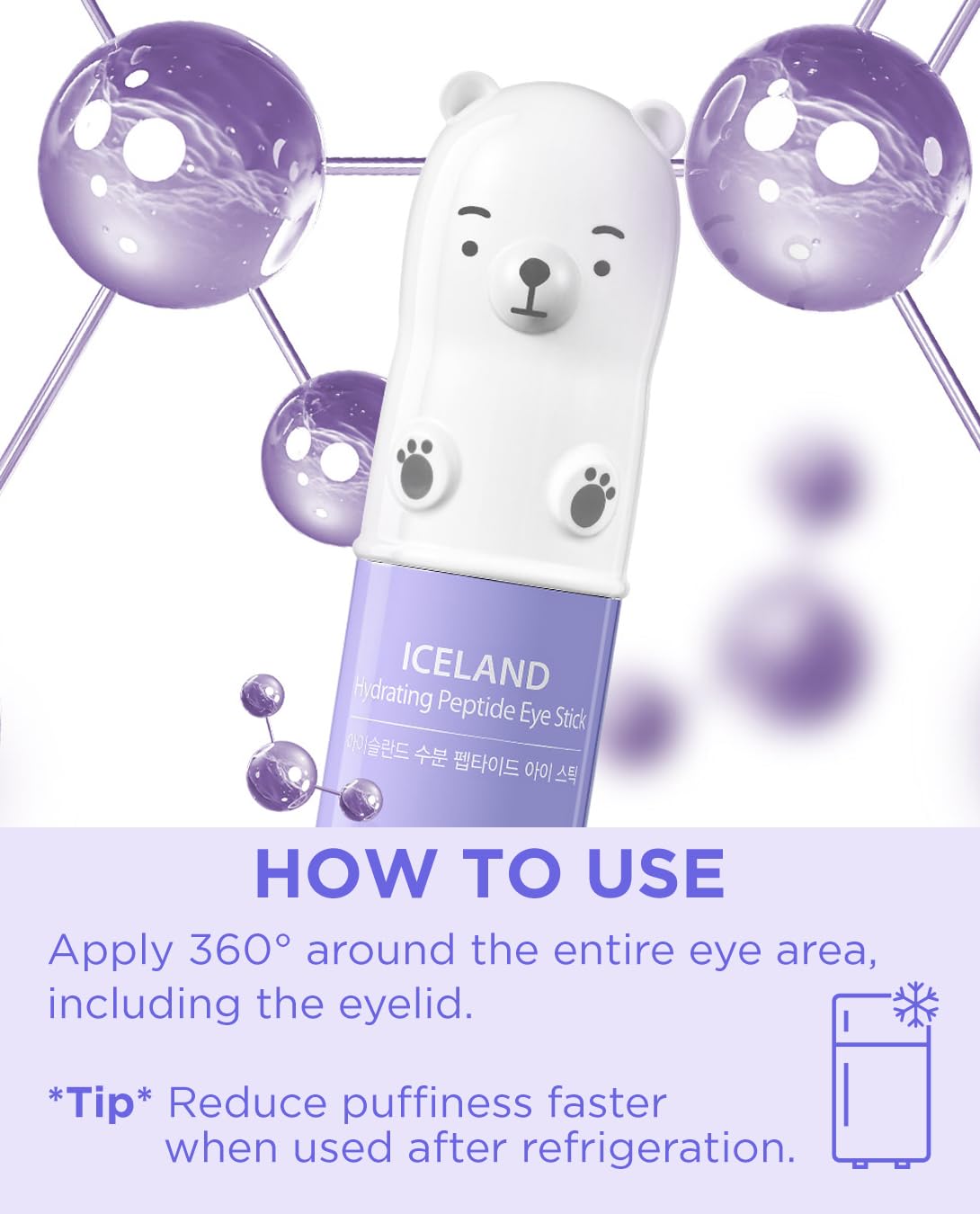 THESAEM Iceland Hydrating Peptide Eye Stick 0.24oz - Elasticity, Cooling, Moisturizing Eye Balm for Loose Skin – Under Eye Treatment - Balm to Smooth Skin Texture - Daisy Flower Scent, 2 Pack
