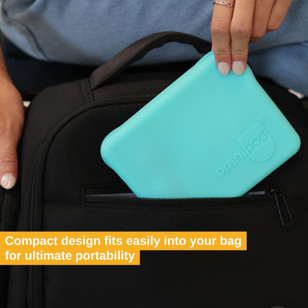 Omnipod Protective Travel Case | Silicone Storage fits an Insulin Vial and One Pod| Diabetic Care Products | Diabetes Supplies Organizer (Aqua)