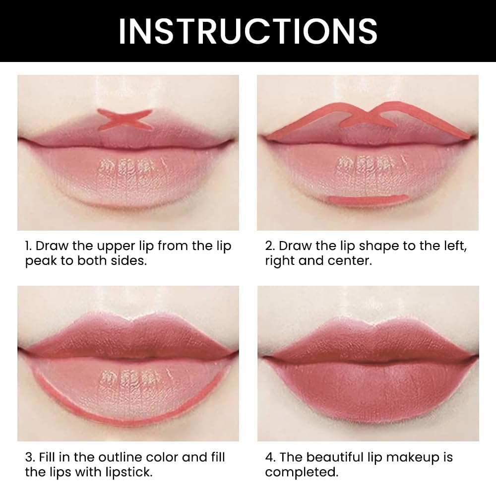 Kaely 2-in-1 Nude Pink Velvet Matte Lip Liner & Lipstick Combo Set Kit for Women, Magic 24 Hours Lipstick and Lip Liner Makeup Set Stain Long Lasting Waterproof labial 46