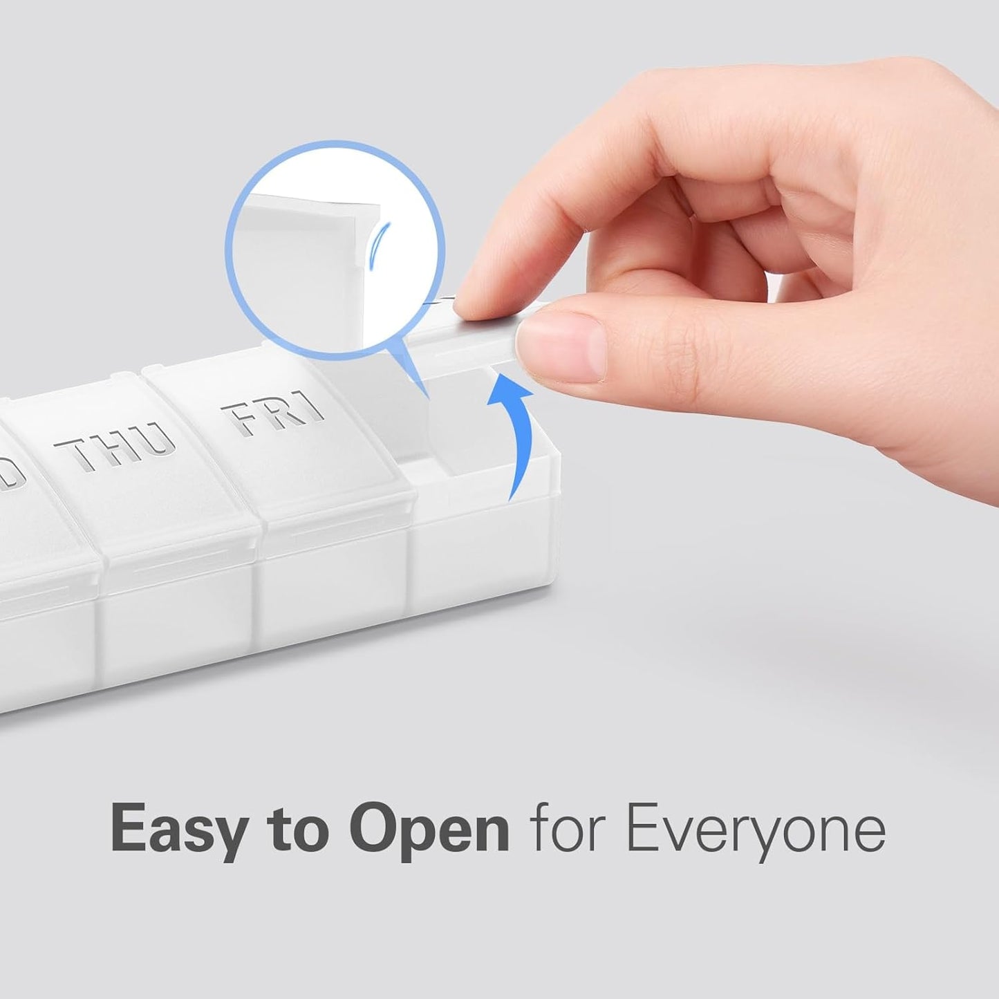 Barhon Pill Organizer Large, Weekly Medicine Pill Organizers, 7 Day Pills Box Case Travel for Big Vitamin Supplements Fish Oil, White