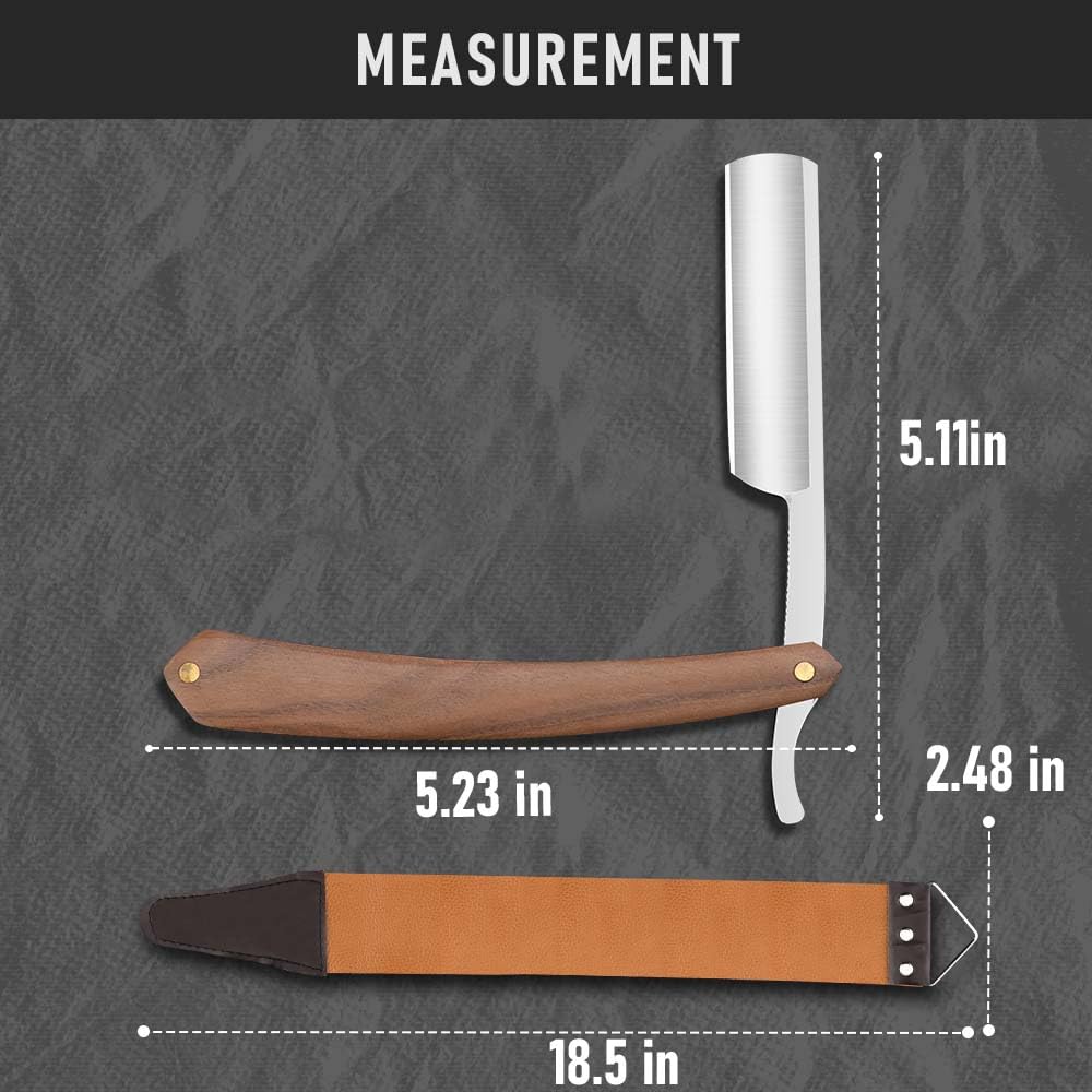 Straight razors for men Professional Straight Edge Barber Razor Premium Stainless Steel Shaver Razor with Shaving Strop for Men Home & Salon Grooming Using (NO.181)