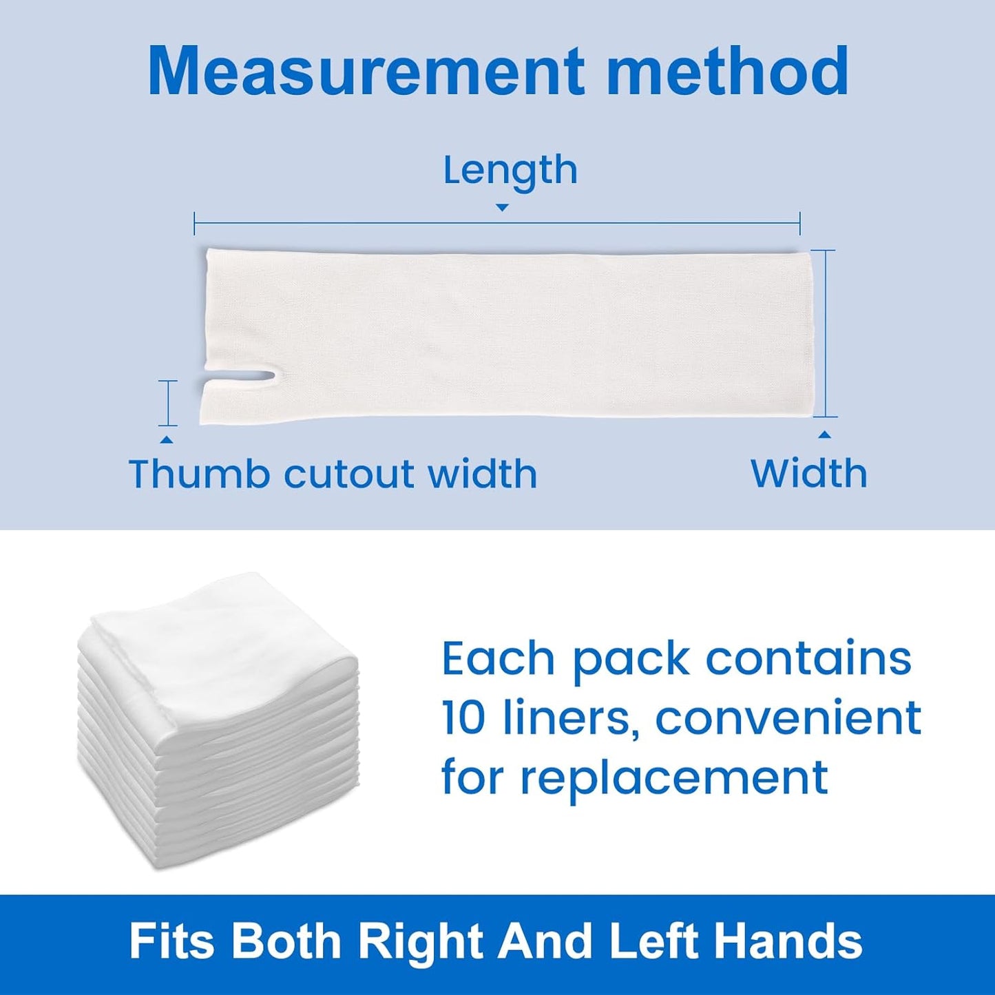 Velpeau Hand Socks for Splint (Pack of 10), Breathable, Thin Stockinette Tubing for Arm, Wrist Brace with Thumb Spica Liner, Cotton Gauze Sleeve, Under Cast Wrap, Arm Cover for Men and Women (White, Light Version, S)