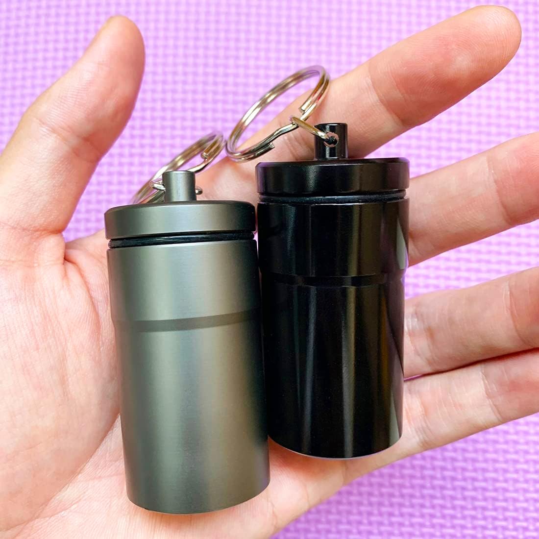 2 Packs 100 Tablets Nitro Bottle Holder, EFFIET Waterproof Metal Pill Bottle Container Capsule Match Container for Geocaching Quarters Cash Hider Storage Tubes/Fishing/Garden/Yard Hiding