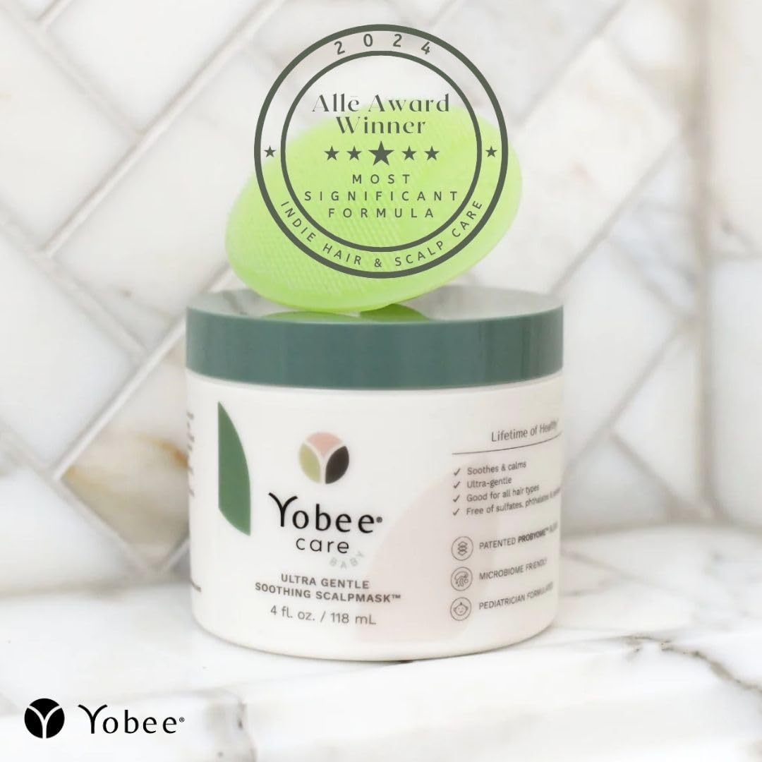 Yobee Ultra Gentle Soothing Scalp Mask - Dry Scalp Treatment Hair Mask Safe For Sensitive Baby Skin - Probiotic Infused - For Sensitive Scalp & Cradle Cap - For Babies, 4 fl oz