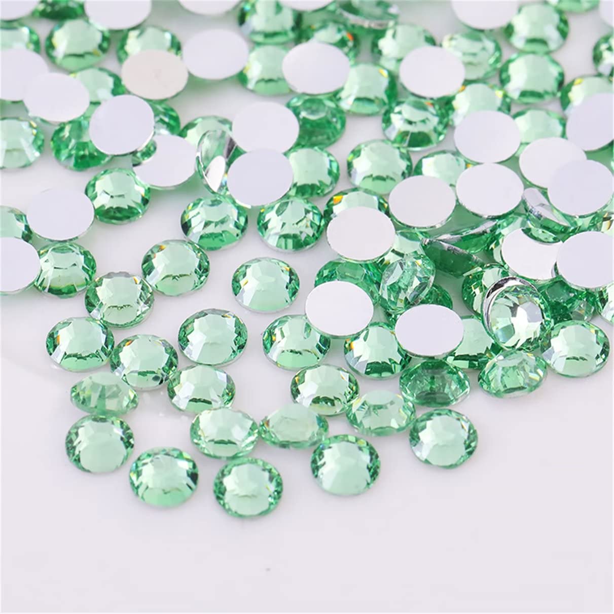 1500 Pieces SS16 4mm Flatback Rhinestones Clear Glass Round Gems Crystals for Nail Art DIY Crafts Clothes Shoes Bags (Light Green)
