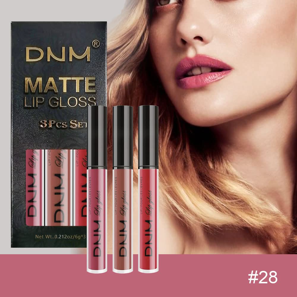 evpct 3Pcs Mauve Neutral Light Rosey Nude Blue Red Matte Liquid Lipstick Lip Stain Sets for Women Long Lasting 24 Hours Lipstick Light Skin labiales matte larga duracion 24 matenhoras originales