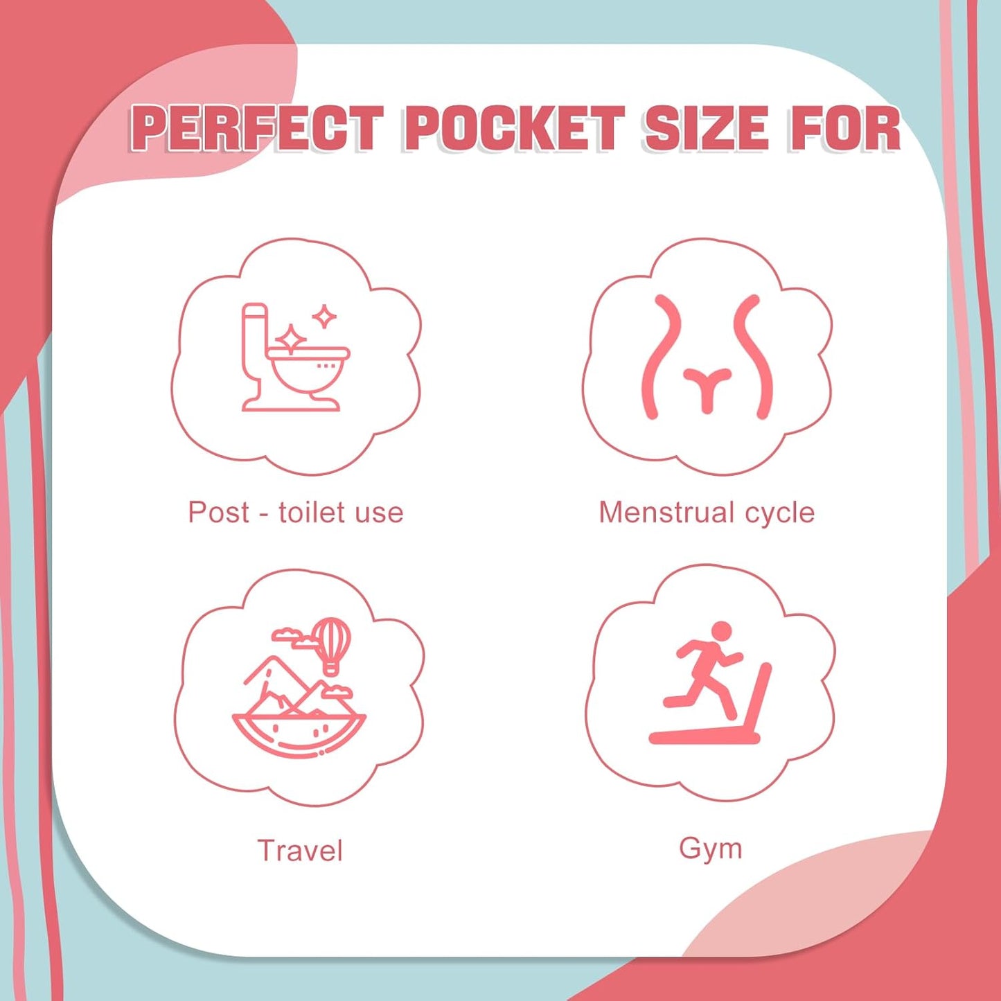 Feminine Wipes for Women - Individually Wrapped Flushable Wipes, PH-Balanced, Alcohol-Free, Unscented, Safe for Sensitive Skin (50 Count)