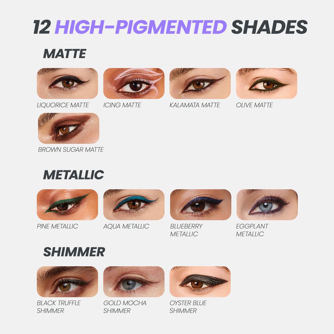 Wonderskin Eyeliner Pencil, 1440 Longwear Black Glitter Eyeliner Pencil - Waterproof, Sharpenable & Smudge Proof