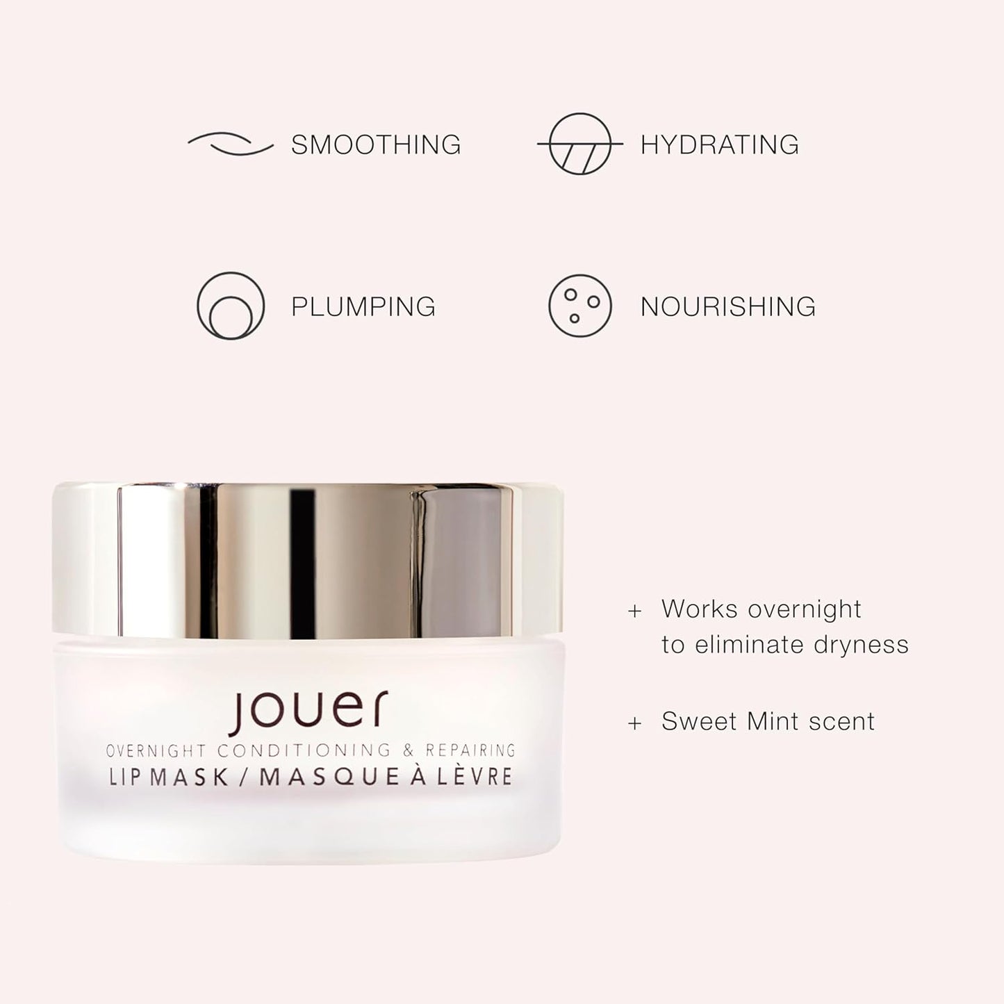 Jouer Conditioning & Repairing Lip Mask – Overnight Lip Mask for Dry Lips - Moisturizing Lip Balm - Maxi Lip for Plumper Lips and Visual Fullness - with Jojoba Oil and Grapeseed Oil for Hydration