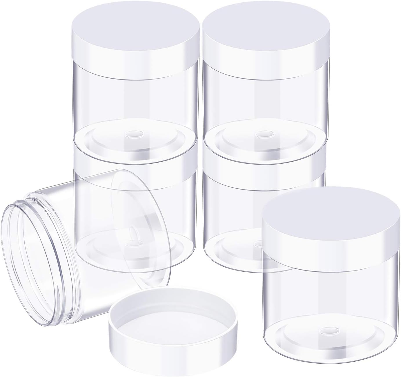 SATINIOR 36 Pieces 3 oz Plastic Jars with Lids Wide Mouth Airtight Reusable Container Acrylic Cosmetic Small Jars for Lotions Ointments Travel Toiletries Creams Make up Storage(Clear)