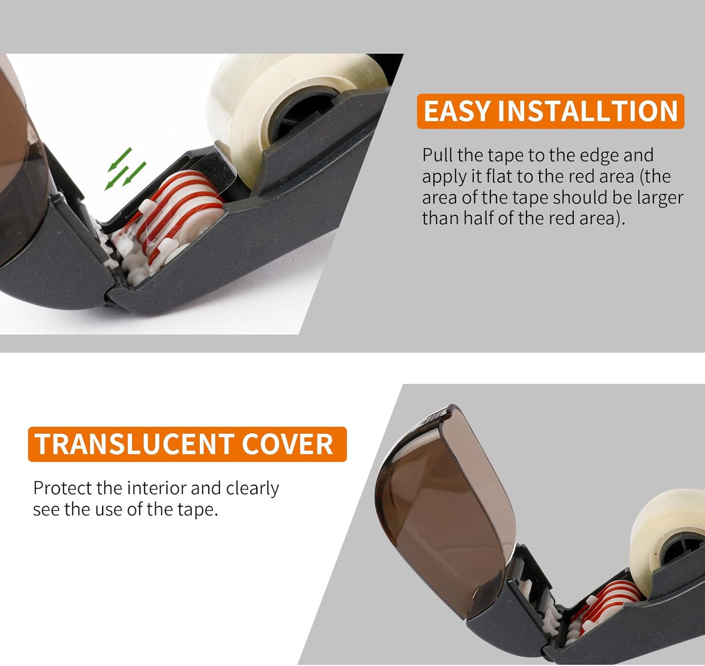 Eagle Automatic Tape Dispenser, Handheld & Portable Design, Office Tape Gun, One-Handed Operation with Safety Blade for Office, Home, DIY or Packaging (Includes 2 Free Tapes) (Gray)