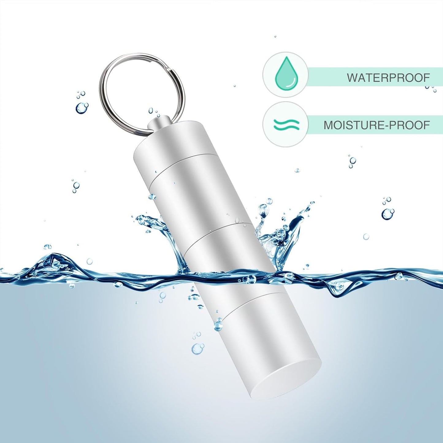 Opret Keychain Pill Holder, 3 Compartments Metal Small Pill Case, Waterproof Portable Travel Pill Box, Pill Container for Purse (Silver)