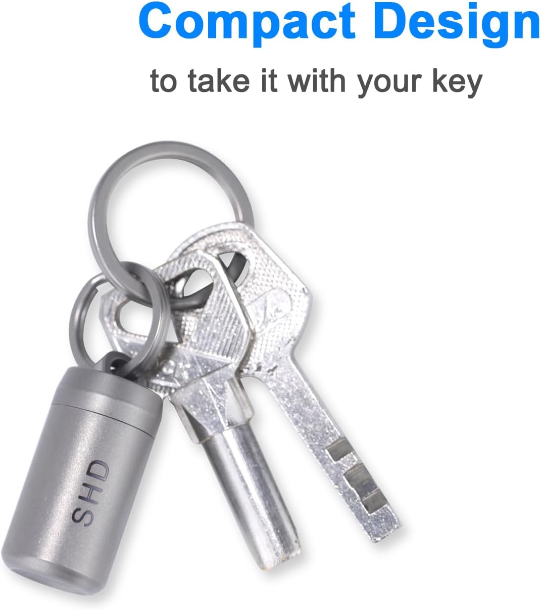 SHD Pill Holder Keychain,Titanium Waterproof Mini Pill Case Container,Portable Small Pill Box for Outdoor Travel Camping