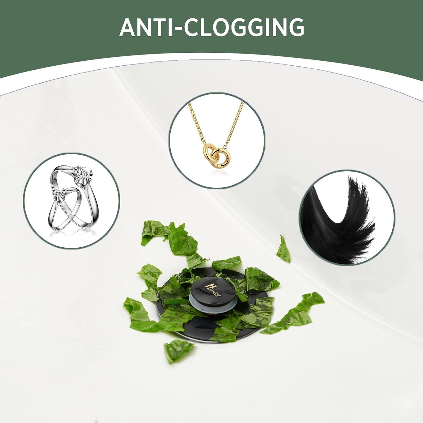 Universal Bathroom Sink Stopper - 2 Pack Matte Black Pop Up Drain Stopper for 1.06"-1.65" Basin Drain Holes,Anti Clogging Bathroom Sink Drain Strainers with Hair Catcher