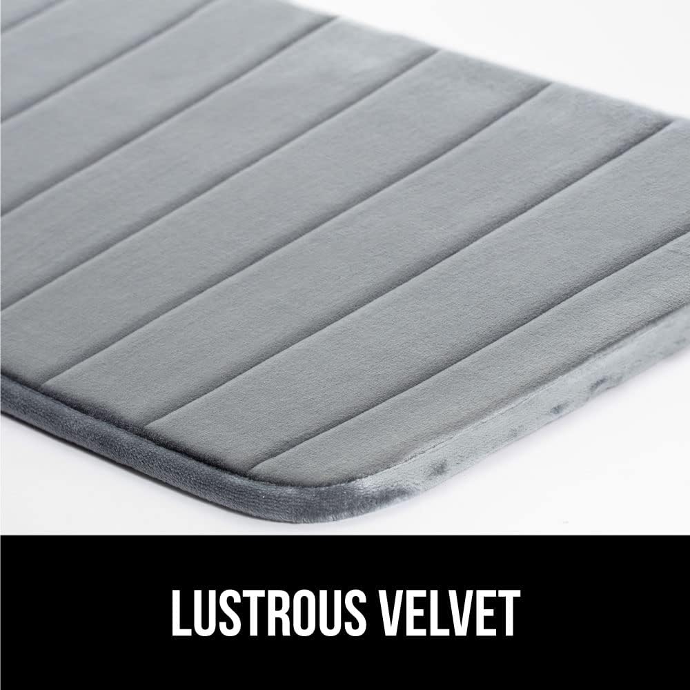 GORILLA GRIP Memory Foam Bath Mat, Soft Absorbent US Designed Bathroom Rug, Gripping Dots Machine Washable Bathmat, Cushioned Floor Mats, Shower Sink Rugs Room Décor Accessories, 24x17 Graphite Gray