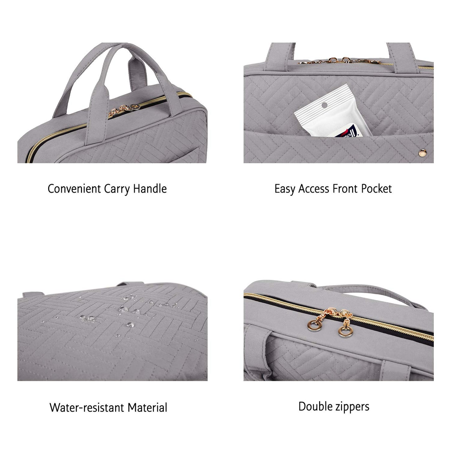 BAGSMART Toiletry Bag Travel Bag with Hanging Hook, Water-resistant Makeup Cosmetic Bag Travel Organizer for Accessories, Shampoo, Full Sized Container, Toiletries (Medium-Grey)