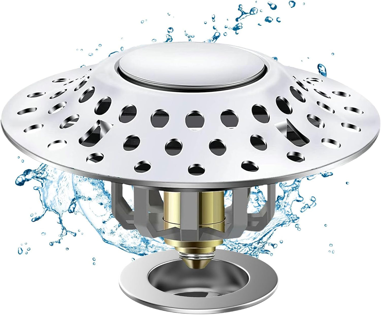 Tub Stopper Bathtub Drain Hair Catcher, 2 in 1 Bathtub Drain Stopper, Bathtub Stopper with Dual Filtration Design, Pop Up Bathtub Drain Plug for 1.4-1.9" Drain Hole