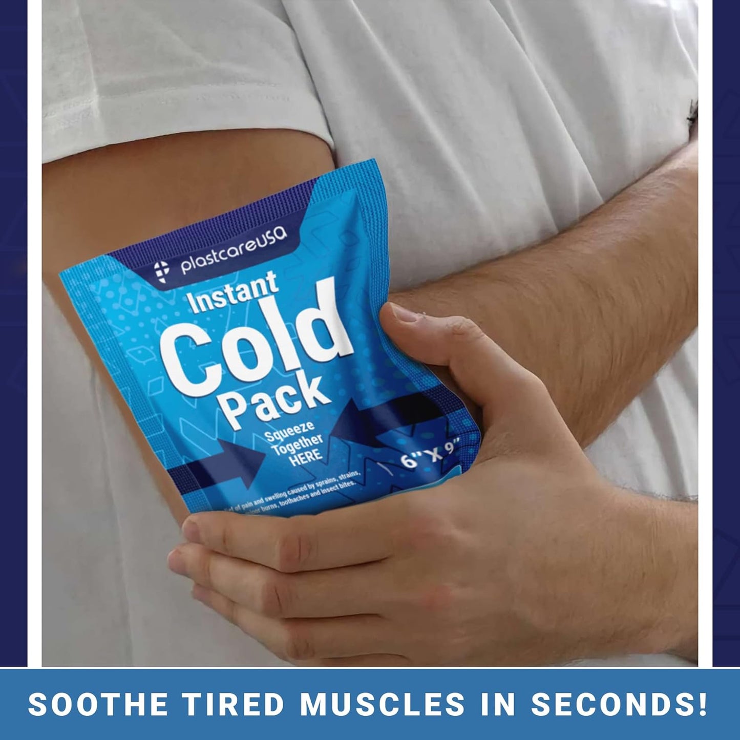 25 Pack 6" x 9" Disposable Ice Packs for Injuries, Swelling, Muscle & Joint Aches, Sprains & Abrasions - Easy to Use Disposable Cold Compress for Pain Relief - PlastCare USA Instant Cold Packs