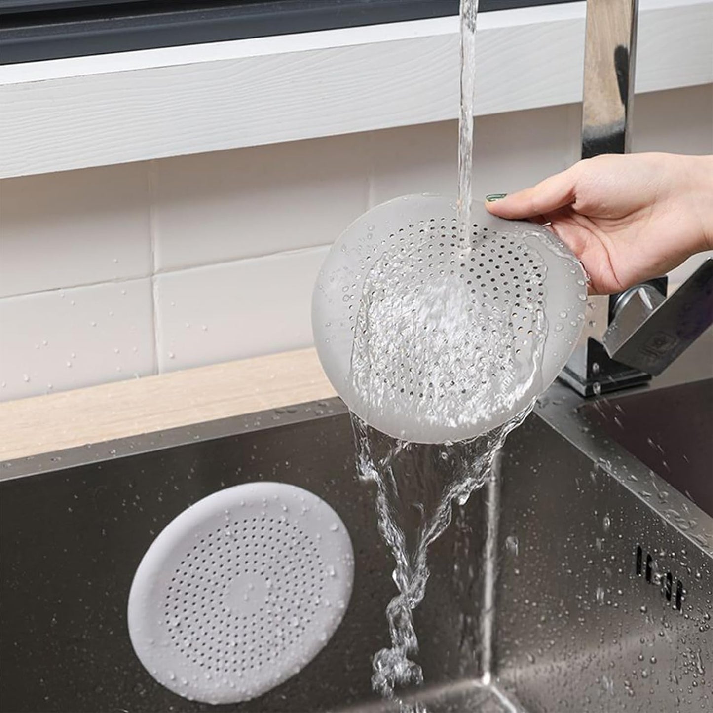 4-Pack Round Silicone Drain Covers Anti-Clog Hair Catcher for Bathroom, Shower Drain Sink Strainer with Suction Cups Effective Hair and Debris Filter