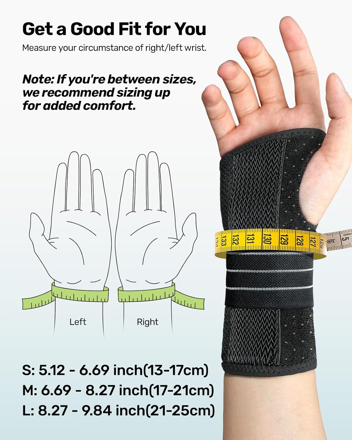 Carpal Tunnel Wrist Brace, Adjustable Night Wrist Support with 3 Metal Splints, Hand Brace for Men Women No Pressure on Thumb, Splint Stabilizer for Work, Gray Right Hand, Size S