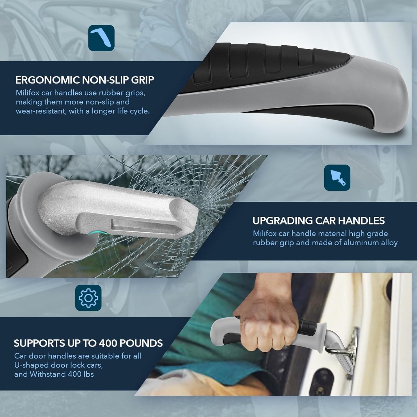 Car Door Handle for Elderly Car Handle Assist Support, Portable Auto Grab Handles for Handicap Seniors, Light Grey and Black 2 Pcs