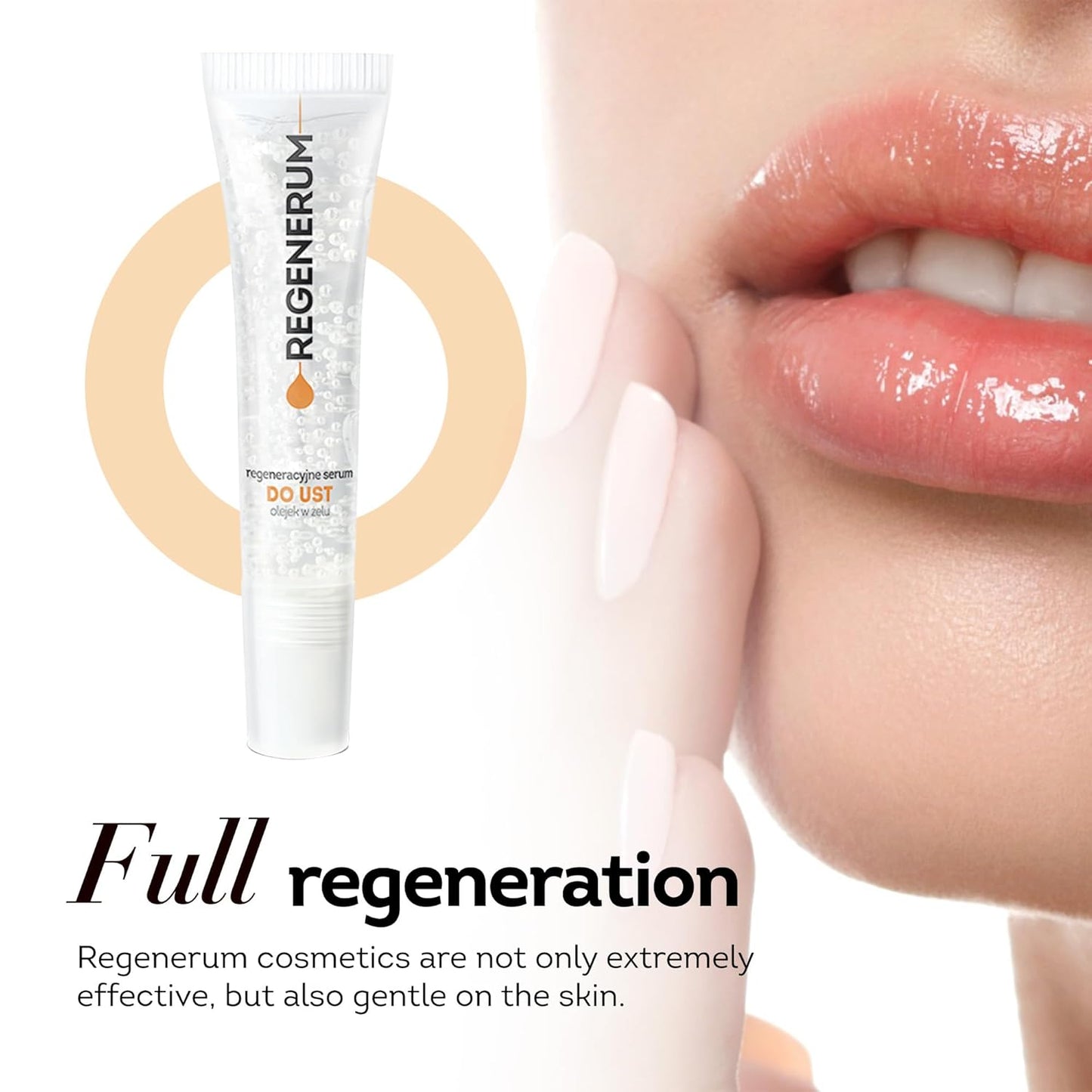 Regenerative Lip Serum Gel Oil - Intensive Hydration and Nourishment for Dry, Chapped Skin, 4 Precious Oils Blend - 8ml
