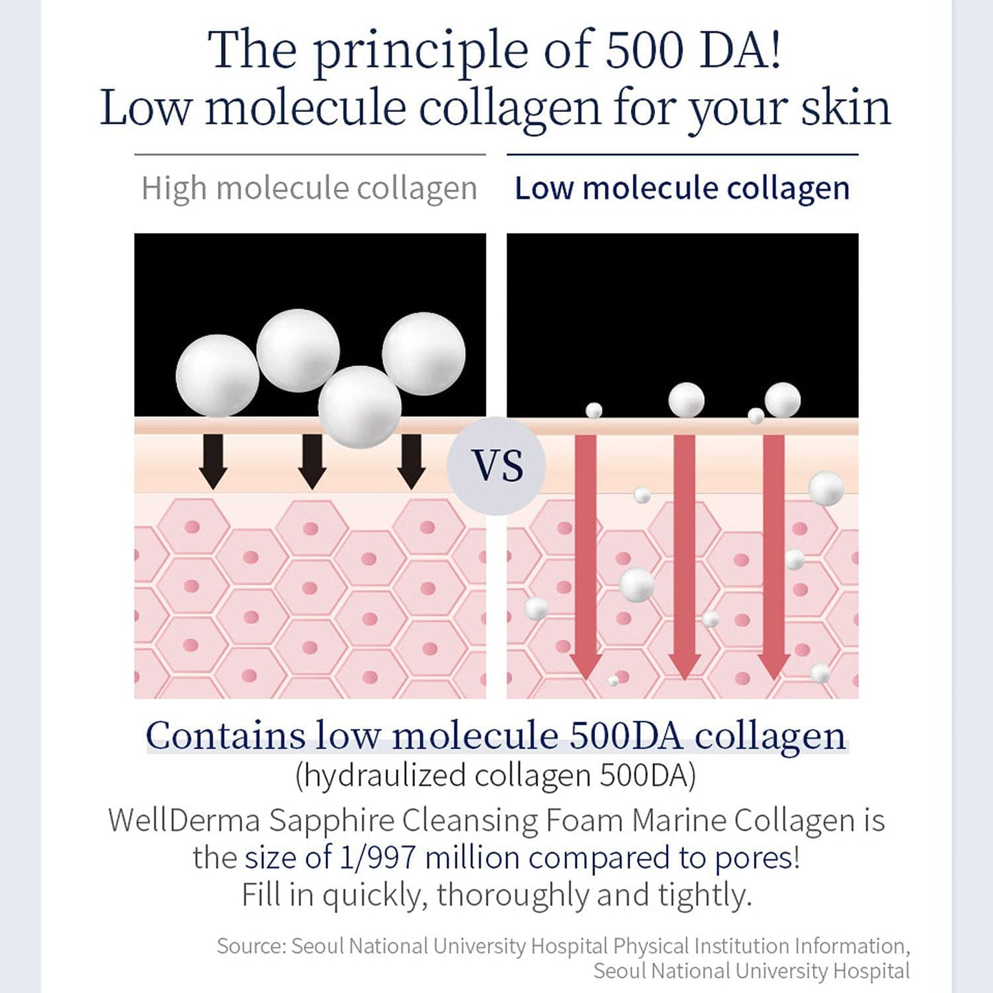 WELLDERMA Sapphire Collagen Cleansing Foam, 150mL – Gentle Facial Cleanser with Hydrolyzed Collagen & Glycerin, Moisturizing Creamy Lather